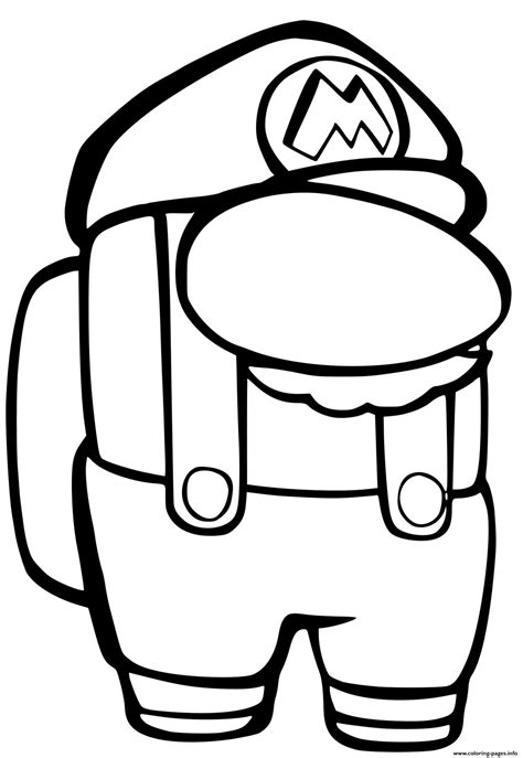 Among Us Mario Coloring Page Printable