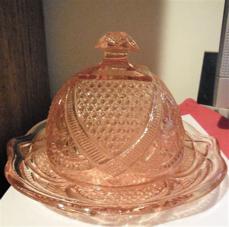 Vintage Pink Depression Glass Round Butter Cheese Dish With Dome Cover Antique Price Guide