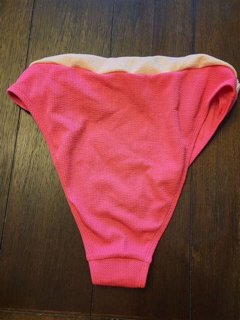 Juniors Textured Colorblock Cheeky High Leg Bikini Bottom Xhilaration L