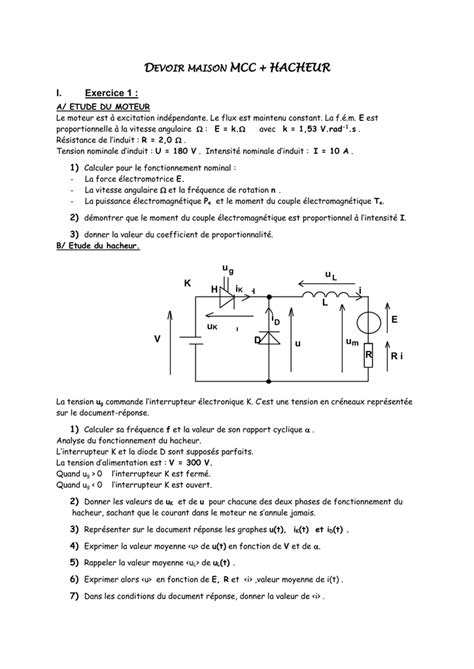 le moteur à courant continu et hacheur série