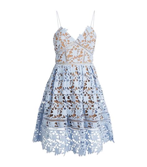 Self Portrait Blue Azalea Lace Mini Dress Harrods Uk