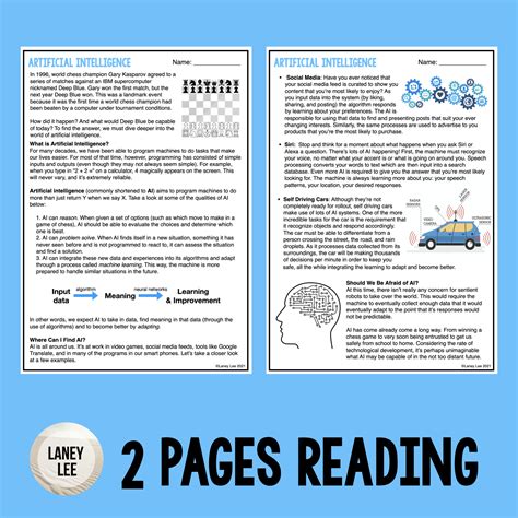 Artificial Intelligence Reading Comprehension Worksheets