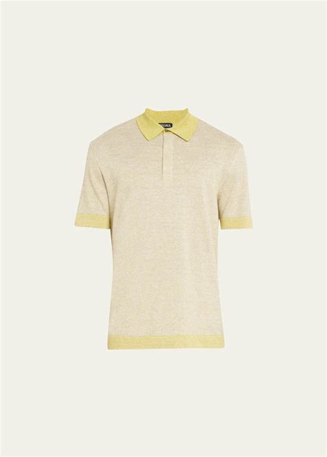 Zegna Mens Jacquard Polo Shirt Bergdorf Goodman