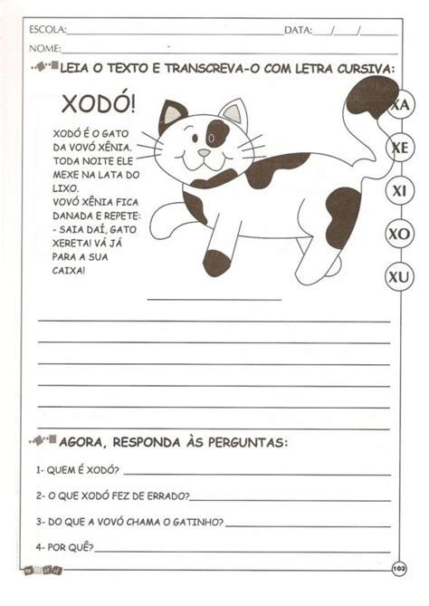 Pequenos Textos Com A Letra X - ATIVIDADES DE ALFABETIZAÇÃO COM A LETRA X — SÓ ESCOLA