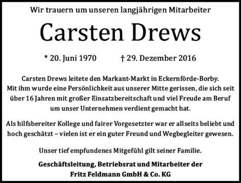 Traueranzeigen Von Carsten Drews Trauer Anzeigen De