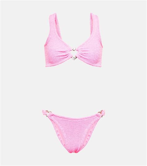 Hunza G Heather Embellished Bikini In Pink Lyst