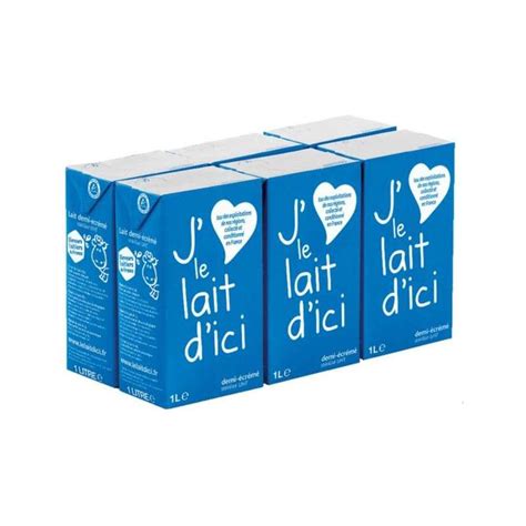 Pack de lait demi écrémé J aime le lait d ici 6 x 1 L La Belle Vie