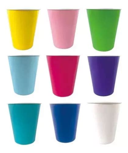 Vaso Polipapel Colores Lisos Mesa Descartable Cumplea Os X