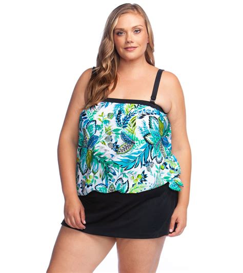 Maxine Plus Size Nola Bandeau Blouson Tankini Top At