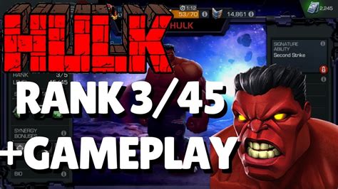 Five Star Red Hulk To Rank 3 Level 45 Gameplay Marvel Contest Of Champions Youtube