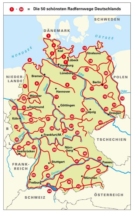 50 schönsten Radfernwege in Deutschland