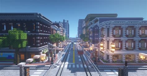 Looking Down A Street In An Unfinished Town I Was Building Minecraft Minecraft City