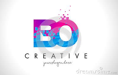 Bo B O Letter Logo With Shattered Broken Blue Pink Texture Design