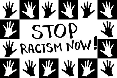 End Racism Now Vector Lettering Doodle Handwritten On Theme Of