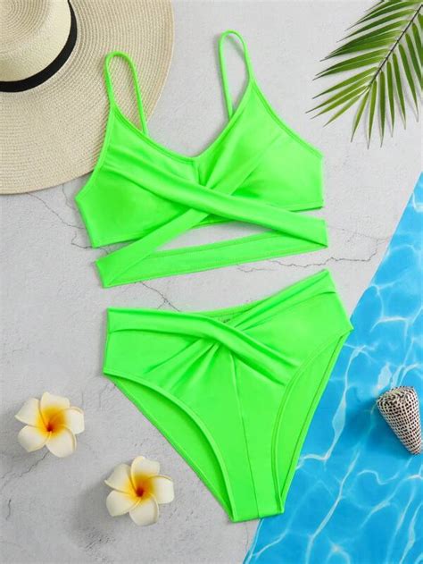 Chicas adolescentes Bañador bikini con tira cruzada delantera Mode de