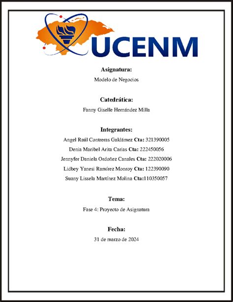 Fase Proyecto De Asignatura Asignatura Modelo De Negocios