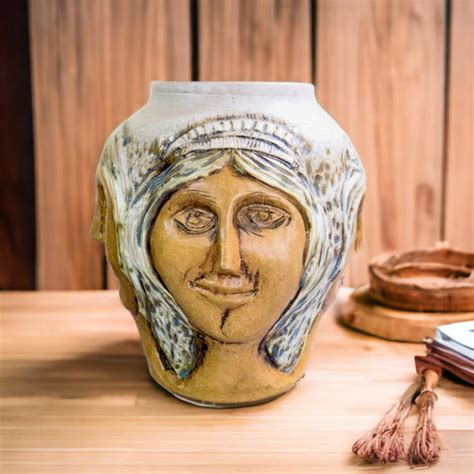 Handmade Pottery Face Vase Vintage Canadian Studio Pottery Etsy