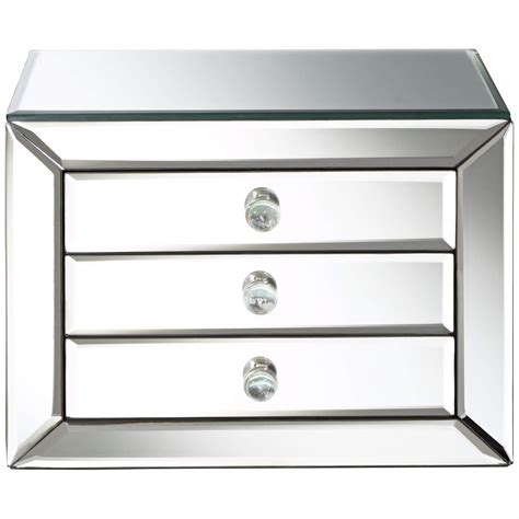 Mirrored Glass 3 Drawer Jewelry Box 2p036 Lamps Plus