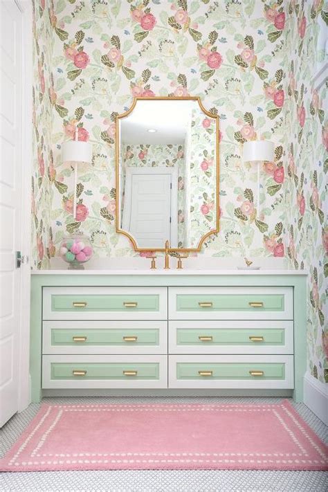 Pink And Mint Green Girl Bathroom Design Transitional Bathroom