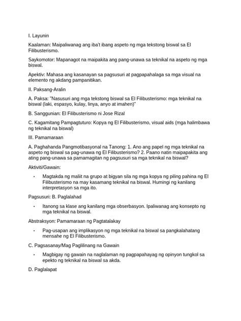 Nasusuri Ang Mga Tekstong Biswal Sa El Filibusterismo Mga Teknikal Na