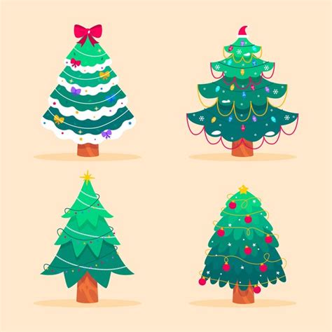 Коллекция рисованной елки | Бесплатно векторы