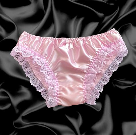 Baby Pink Satin Spitze Sissy Full Panty Bikini H Schen Unterw Sche