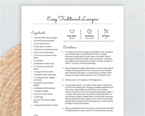 MS Word Recipe Template, Printable Recipe Cookbook, Editable Recipe ...