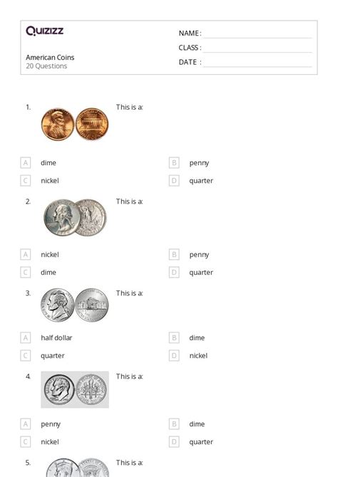 50+ Identifying Coins worksheets for Kindergarten on Quizizz | Free ...