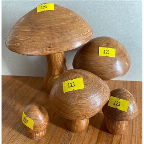 Julecraft Mid Century Modern Teak Mushrooms 6 Inches Beck Auctions Inc