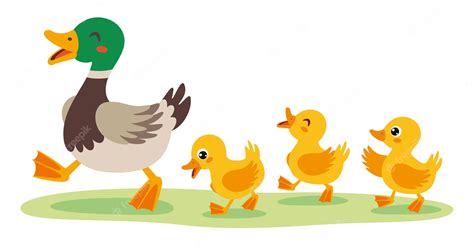 Premium Vector Cartoon Illustration Of Mother And Baby Ducks