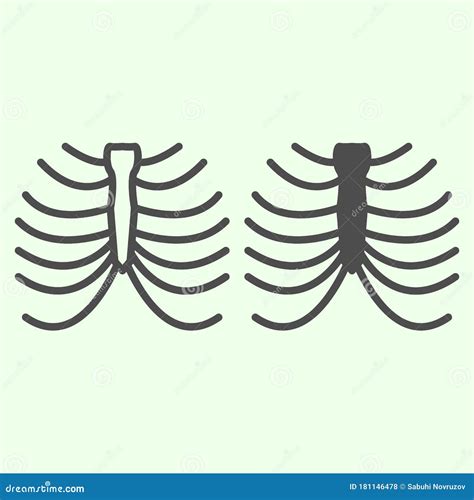 Rib Cage Skeleton Line and Solid Icon. Human Thorax X-ray Outline Style ...