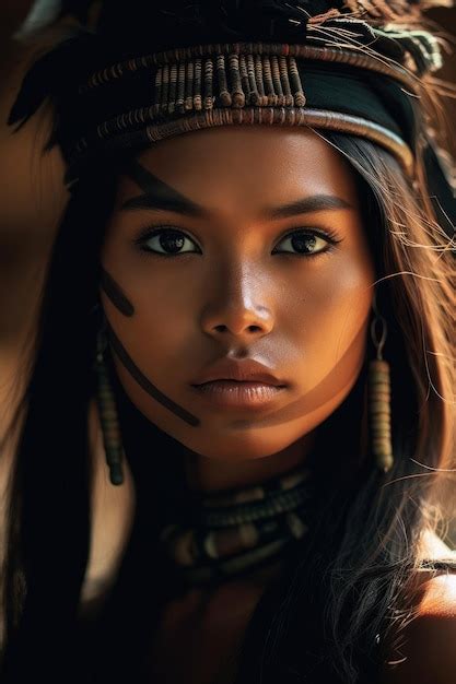 Premium Photo | A woman with native american indian face paint