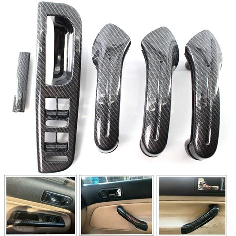 Interior Door Grab Handle Cover Switch Bezel Carbon Fiber For VW Jetta