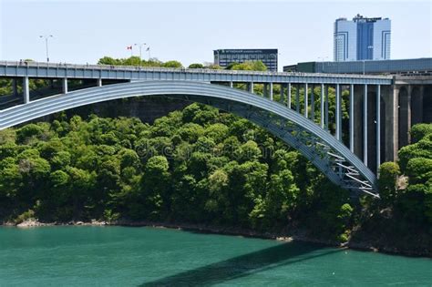 Rainbow Bridge at Niagara Falls between USA and Canada Stock Photo ...