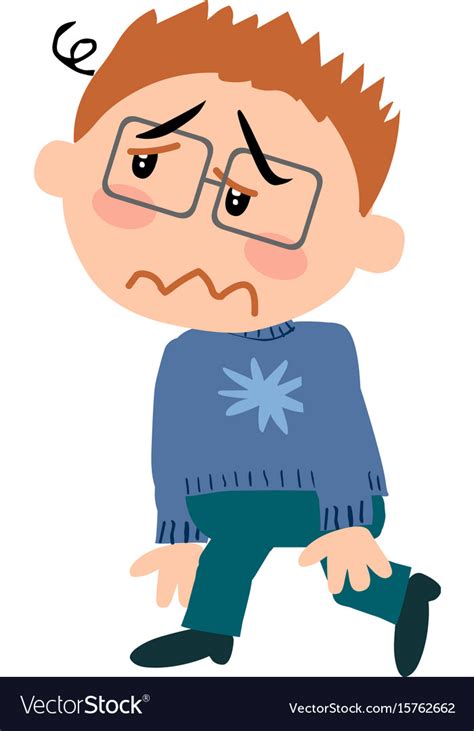 Cartoon Character Of A Dizzy Boy With Glasses Vector Image