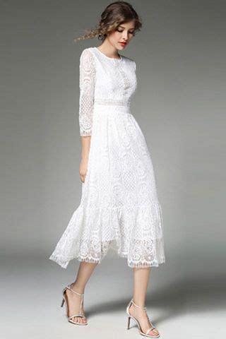 White Lace Long Sleeve Dress Vintage White Lace Dress Off White Lace