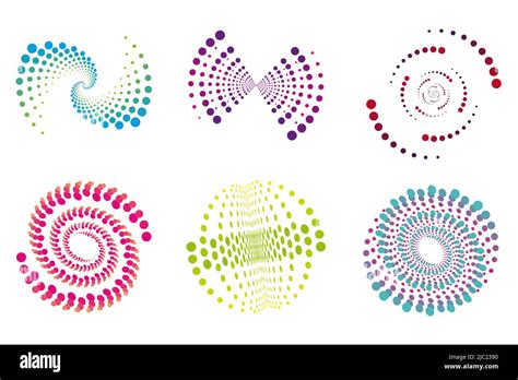 Set Of Spirals Design Elements Dotted Abstract Patterns Spiral Swirl