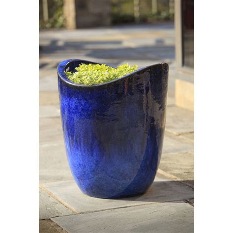 Hyphen Tall Glazed Ceramic Planters Blue | Kinsey Garden Decor