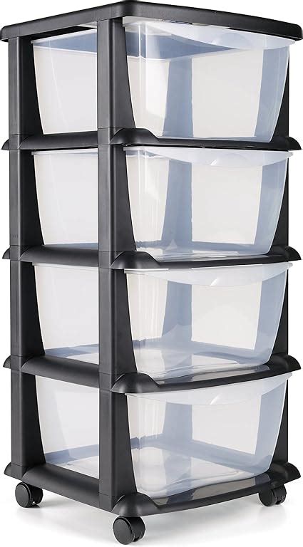 Plastic Storage Drawers On Wheels Sturdy Durable 4 Drawer Storage