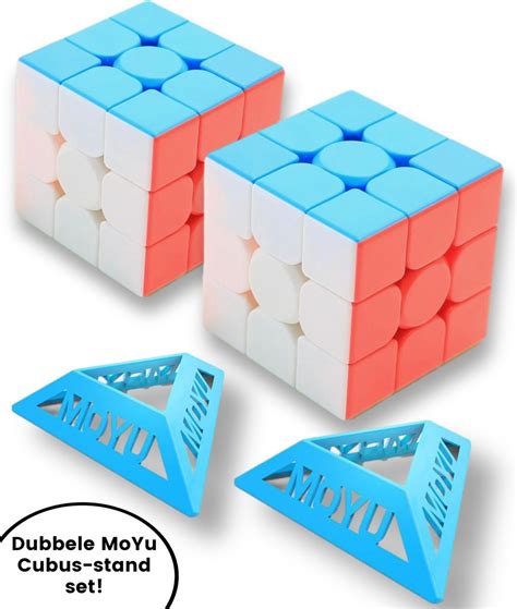 MoYu Speed Cube 2x 3x3 Gratis 2x Cubestands Rubiks Cube Magic