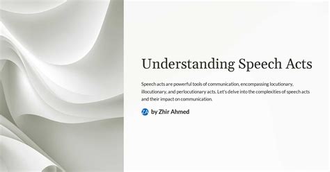 Understanding Speech Acts