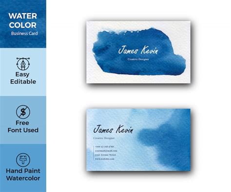 Premium Vector Blue Watercolor Stains Business Card