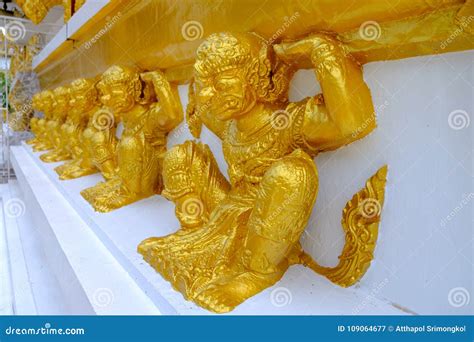 The Statue is a Monkey Painted Gold Decorated in the Temples in ...