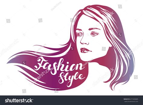 Girl Beautiful Woman Face Hand Drawn Vector De Stock Libre De Regalías 671049685