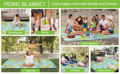 HAUSPROFI Picnic Blanket 200 X 200 Cm Large Waterproof Picnic Mat