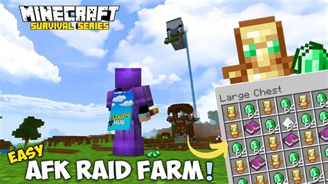 Easy AFK Raid Farm In Minecraft Bedrock Emerald Farm YouTube