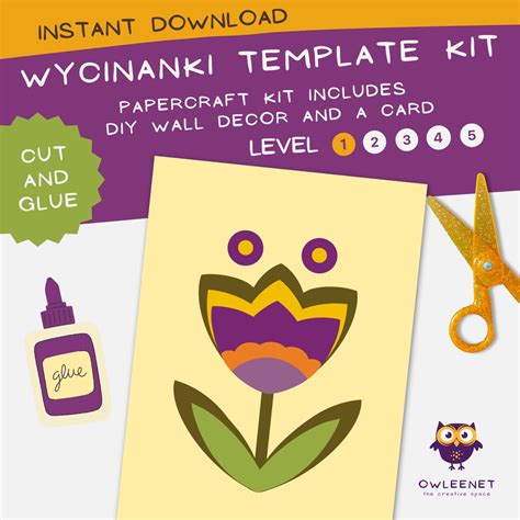 Wycinanki Template Kit Diy Wall Decor Diy Card Paper Craft Cut And Glue Printable Scissors