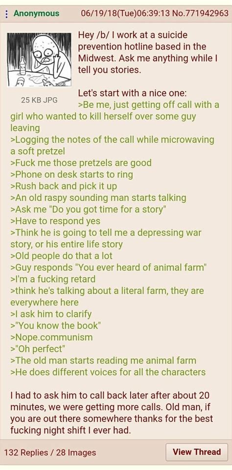 Anon Works In A Suicide Prevention Hotline R Greentext Greentext