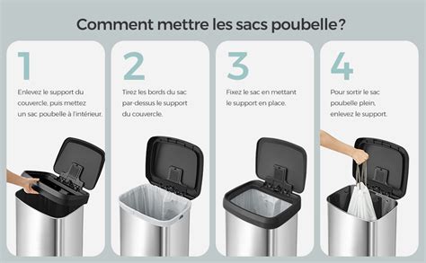 SONGMICS Poubelle de Cuisine 50L Poubelle à Pédale en Métal avec