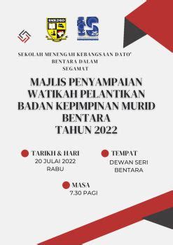 Majlis Penyampaian Watikah Pelantikan Badan Kepimpinan Murid Bentara